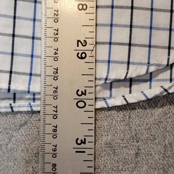 Van Heusen Men's White &  Blue Plaid Easy Care Dress Shirt Neck 42 Sleeve 90 - Picture 9 of 10
